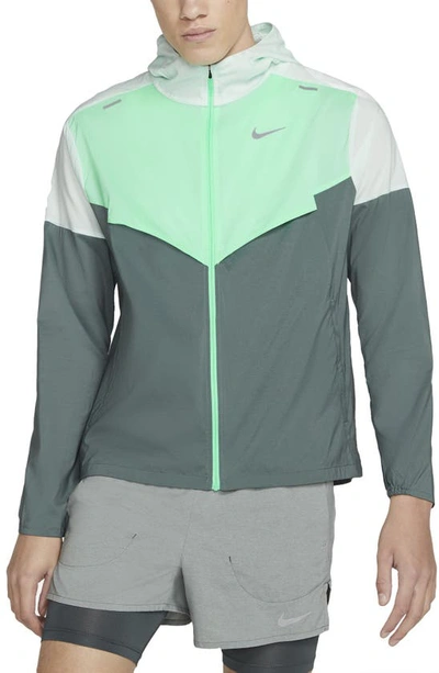 Shop Nike Windrunner Running Jacket In Green/grey/green