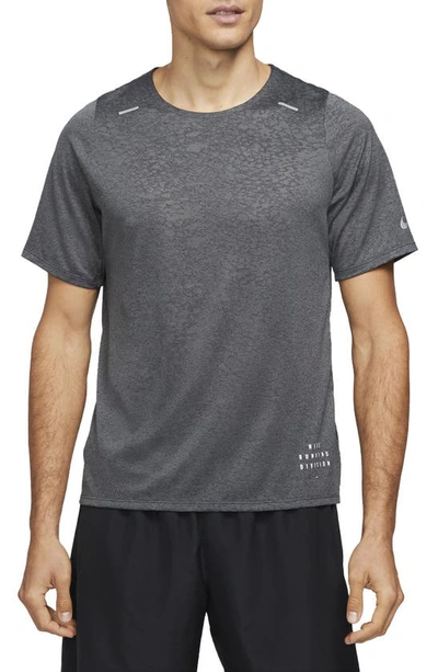 Shop Nike Rise 365 Run Division Running T-shirt In Black/iron Grey