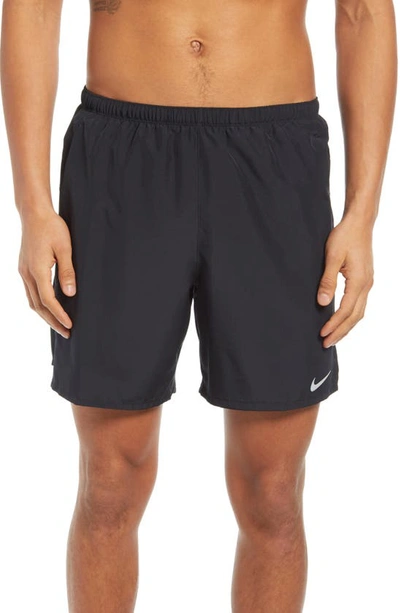 Shop Nike Dri-fit Challenger Hybrid Running Shorts In Black/ Reflective Silver