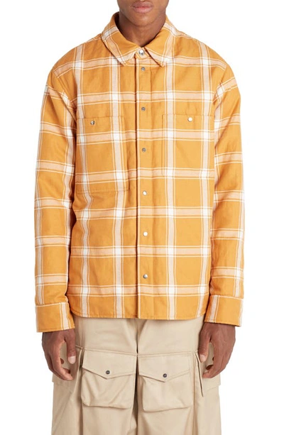 Shop Moncler Genius X 2 Moncler 1952 Lapetus Check Shirt Jacket In Orange/ White