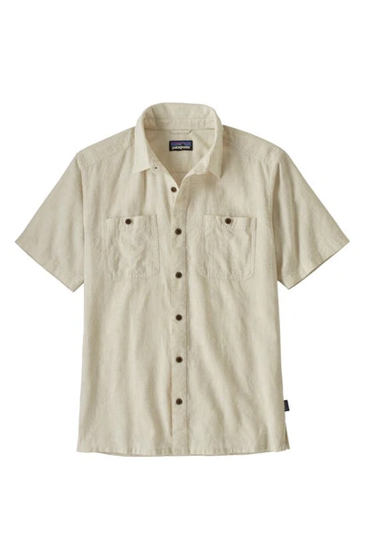 Shop Patagonia 'back Step' Regular Fit Check Short Sleeve Sport Shirt In Pumice