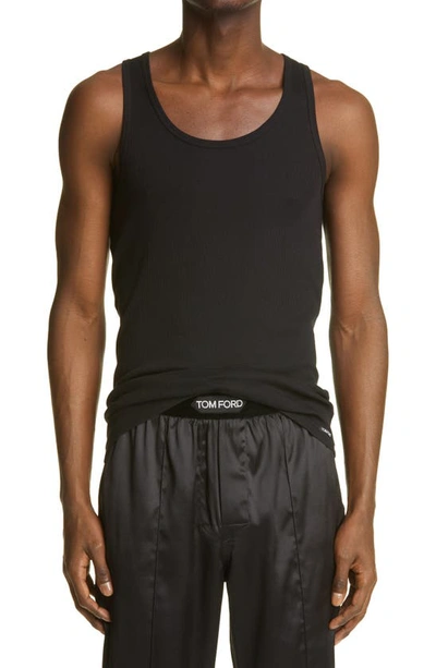 Shop Tom Ford Ribbed Muscle Tank In Black