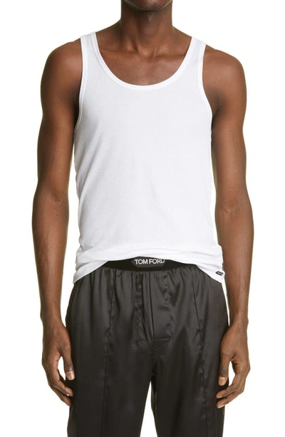 Shop Tom Ford Ribbed Muscle Tank In White