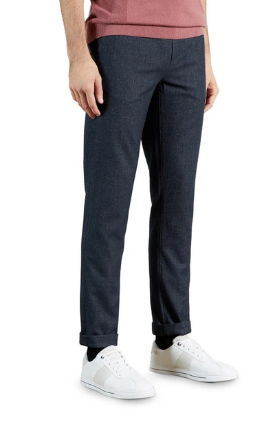 Shop Ted Baker Haloe Stretch Solid Pants In Navy
