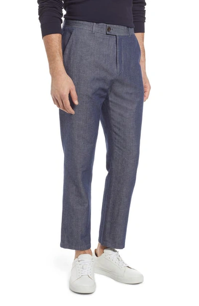 Shop Ted Baker Bambtro Solid Cotton & Linen Pants In Blue
