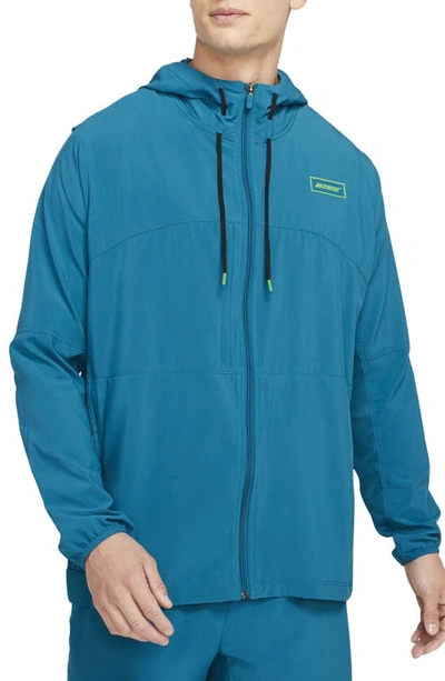 Shop Nike Sport Clash Full Zip Hooded Training Jacket In Green Abyss/mean Green