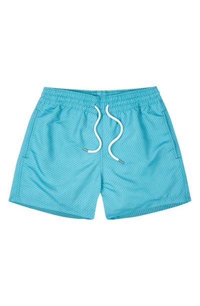 Shop Frescobol Carioca Swim Shorts In Tile Blue