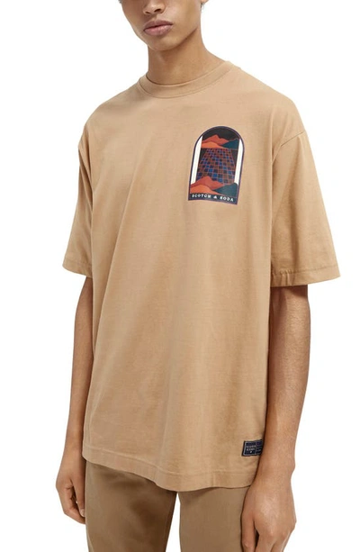 Shop Scotch & Soda Oversized Graphic Tee In Sand