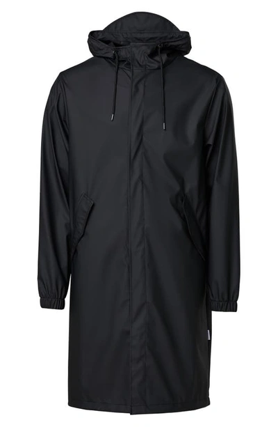 Shop Rains Fishtail Waterproof Hooded Rain Jacket In Black