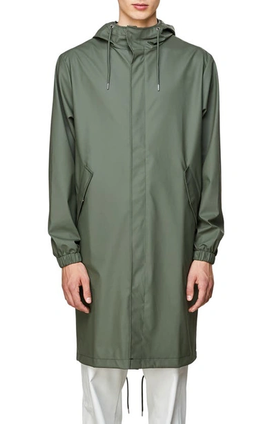 Shop Rains Fishtail Waterproof Hooded Rain Jacket In Olive