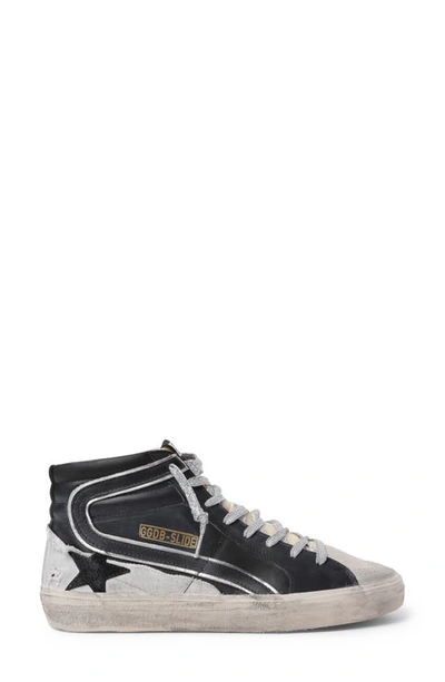 Slide High-top Sneakers In Black Leather,ice Suede,black Star