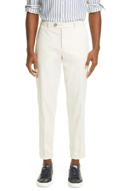 Shop Brunello Cucinelli Flat Front Pants In Off White