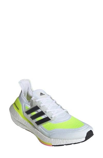 Shop Adidas Originals Ultraboost 21 Running Shoe In White/ Black/ Yellow