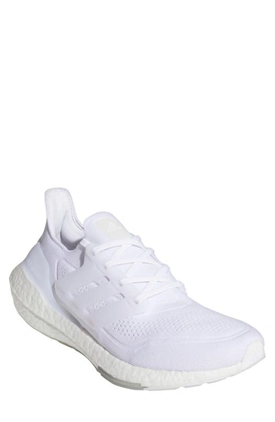 Shop Adidas Originals Ultraboost 21 Running Shoe In White/ White/ Grey