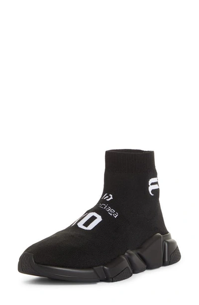 Shop Balenciaga Speed Lt Soccer Sponsor Logo Sock Sneaker In Black