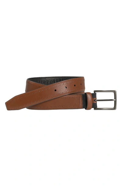 Shop Johnston & Murphy Xc4 Perforated Leather Belt In Tan Leather