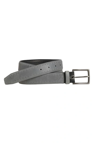 Shop Johnston & Murphy Xc4 Perforated Leather Belt In Light Gray Leather