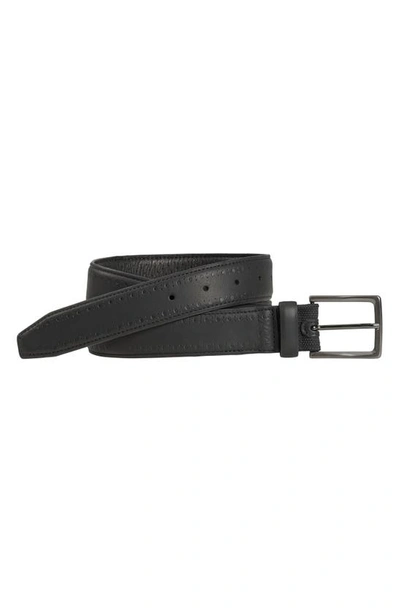 Shop Johnston & Murphy Xc4 Perforated Leather Belt In Black Leather