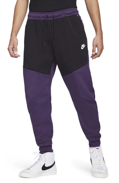 Shop Nike Tech Fleece Jogger Sweatpants In Grand Purple/ Black/ White