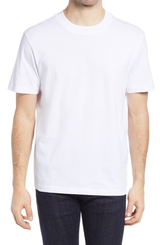 Selected Homme Oversized T Shirt In Heavy Organic Cotton Stone Neutral In Bright White Modesens