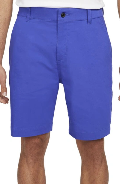 Shop Nike Dri-fit Uv Flat Front Chino Golf Shorts In Lapis