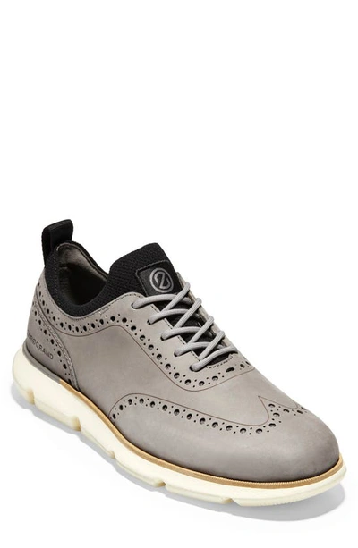 Shop Cole Haan 4.zerogrand Wingtip Oxford In Cement Nubuck/ Safety Yellow
