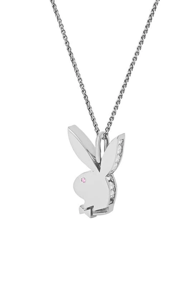 Shop Hatton Labs Baguette Bunny Pendant Necklace In Silver