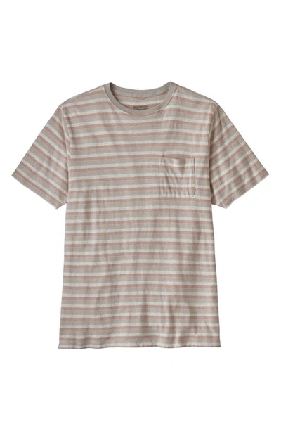 Shop Patagonia Trail Harbor Stripe Pocket T-shirt In Cement Grey