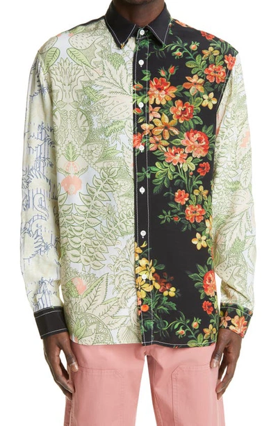 Shop Jw Anderson Relaxed Fit Tapestry Print Button-up Shirt In Black