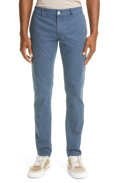 Shop Eleventy Stretch Cotton Chinos In Denim