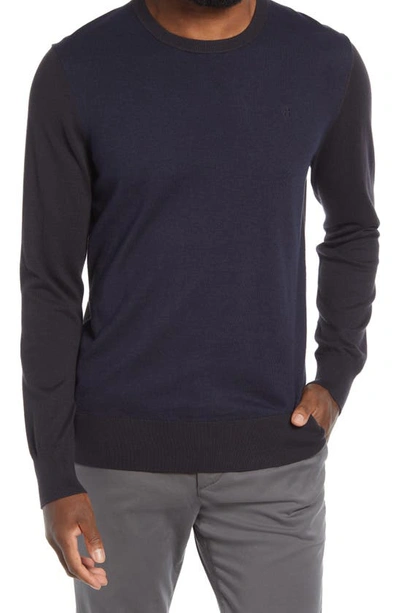 Shop Tommy John Second Skin Cotton Blend Crewneck Sweater In Night Sky/ Black Colorblock