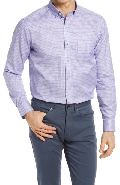 Shop Johnston & Murphy Geometric Button-up Shirt In Purple/ Blue