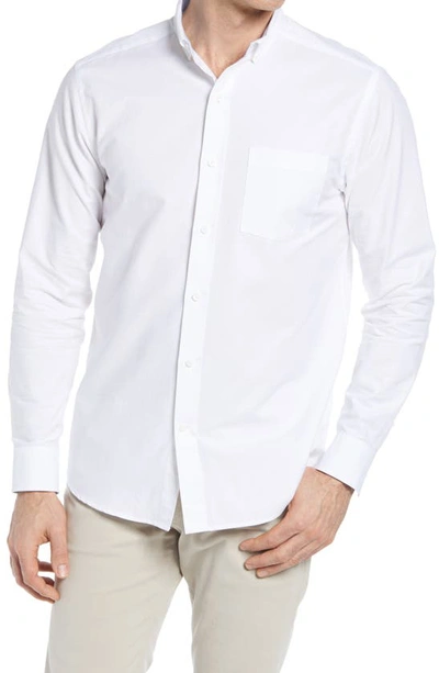 Shop Johnston & Murphy Classic Oxford Button-down Shirt In White