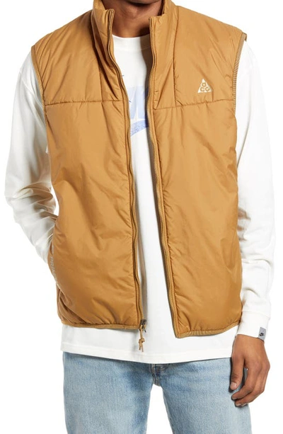 Shop Nike Acg Primaloft(r) Insulated Water Repellent Vest In Golden Beige