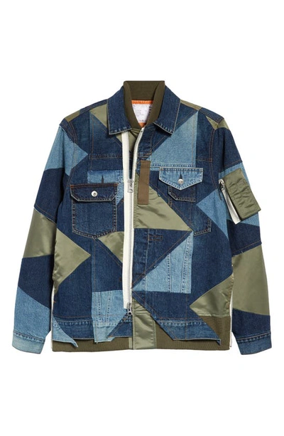 Shop Sacai Hank Willis Thomas Patchwork Jacket In Blue X Khaki