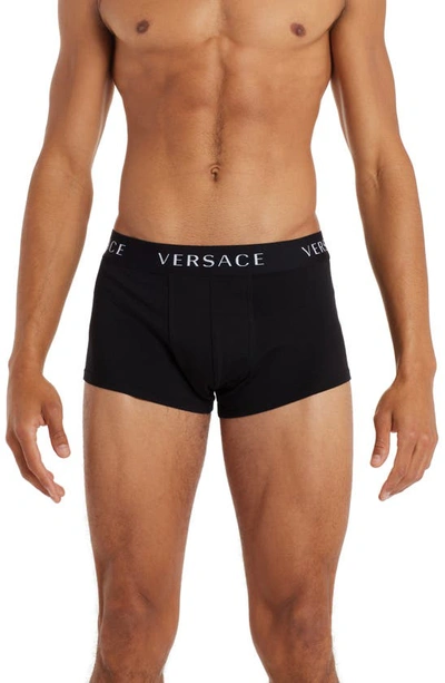 Shop Versace Logo Boxer Briefs In Black