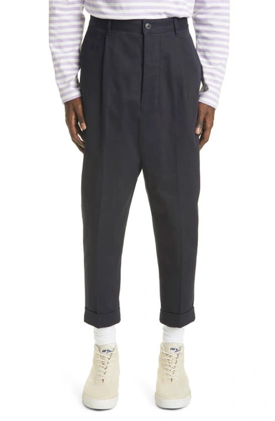 Shop Ami Alexandre Mattiussi Oversize Carrot Fit Organic Cotton Trousers In Navy