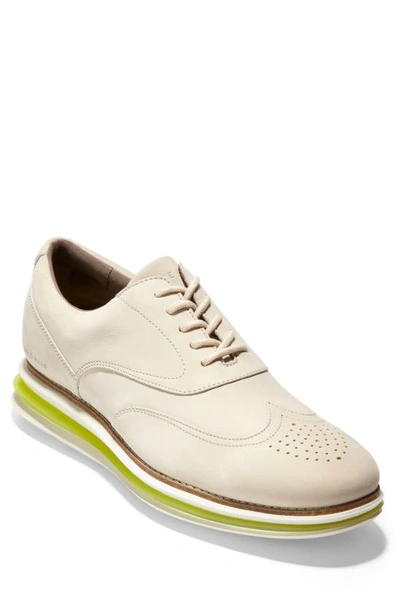 Shop Cole Haan Originalgrand Cloudfeel Oxford In Cement/ Ivory/ Safety Yellow