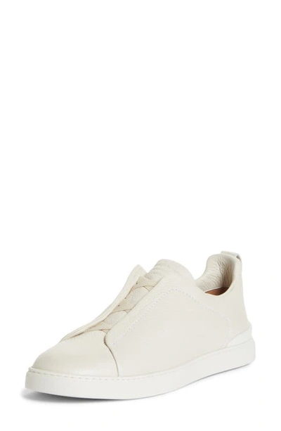 Shop Ermenegildo Zegna Triple Stitch Deerskin Leather Slip-on Sneaker In White