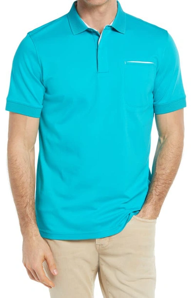 Shop Bugatchi Pima Cotton Short Sleeve Polo Shirt In Menthol