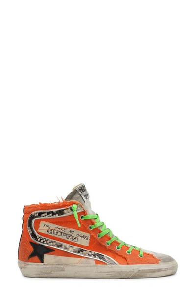 Shop Golden Goose Slide High Top Sneaker In Orange Fluo/ Ice/ Black/ Rock