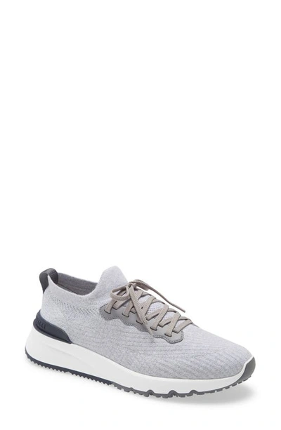 Shop Brunello Cucinelli Knit Sneaker In Grey