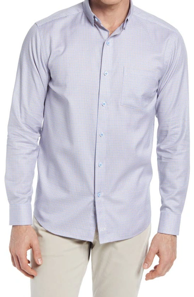 Shop Johnston & Murphy Geometric Button-up Shirt In Tan/ Blue