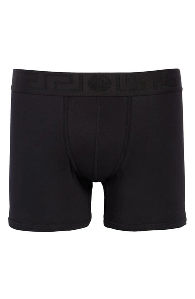 Shop Versace First Line Long Stretch Cotton Trunks In Nero-nero