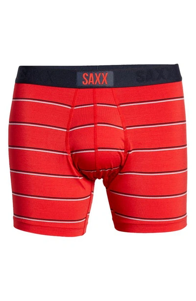 Shop Saxx Vibe Performance Boxer Briefs In Red Shallow Stripe