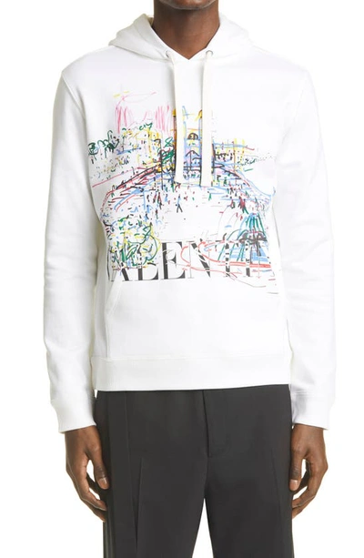 Shop Valentino Roman Sketches Graphic Hoodie In White