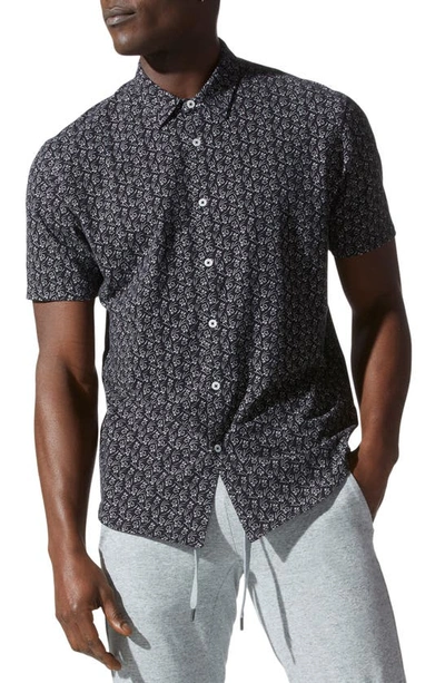 Shop Good Man Brand Flex Pro Slim Fit Print Short Sleeve Button-up Shirt In Black Seagrass Floral