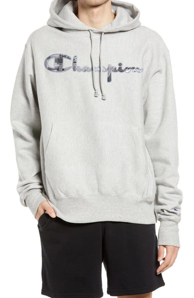 Shop Champion Reverse Weave Hooded Sweatshirt In Oxford Gray