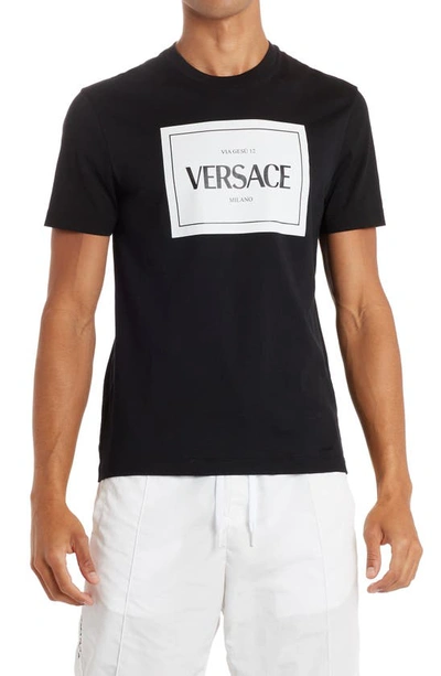 Shop Versace Logo Graphic Cotton Tee In Black