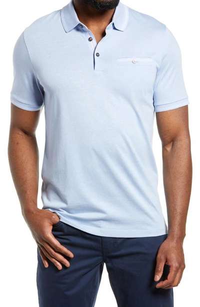Shop Ted Baker Tortila Slim Fit Tipped Pocket Polo In Sky-blue